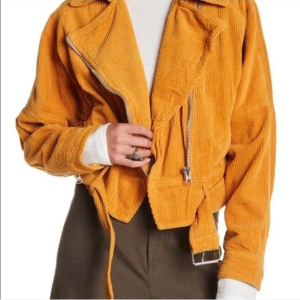 Free People corduroy Motorcycle Style jacket Sz xs